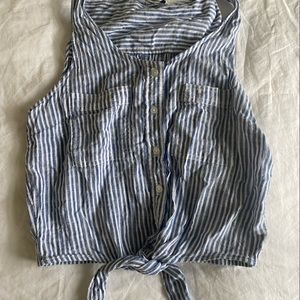American Eagle Blue and White Striped Tie Tank - Size Small
